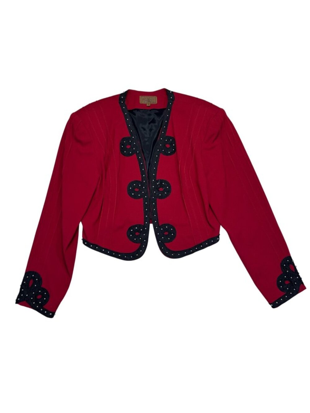 Double D Ranchwear Bolero Matador Stud Jacket Scrollwork Western VTG Red